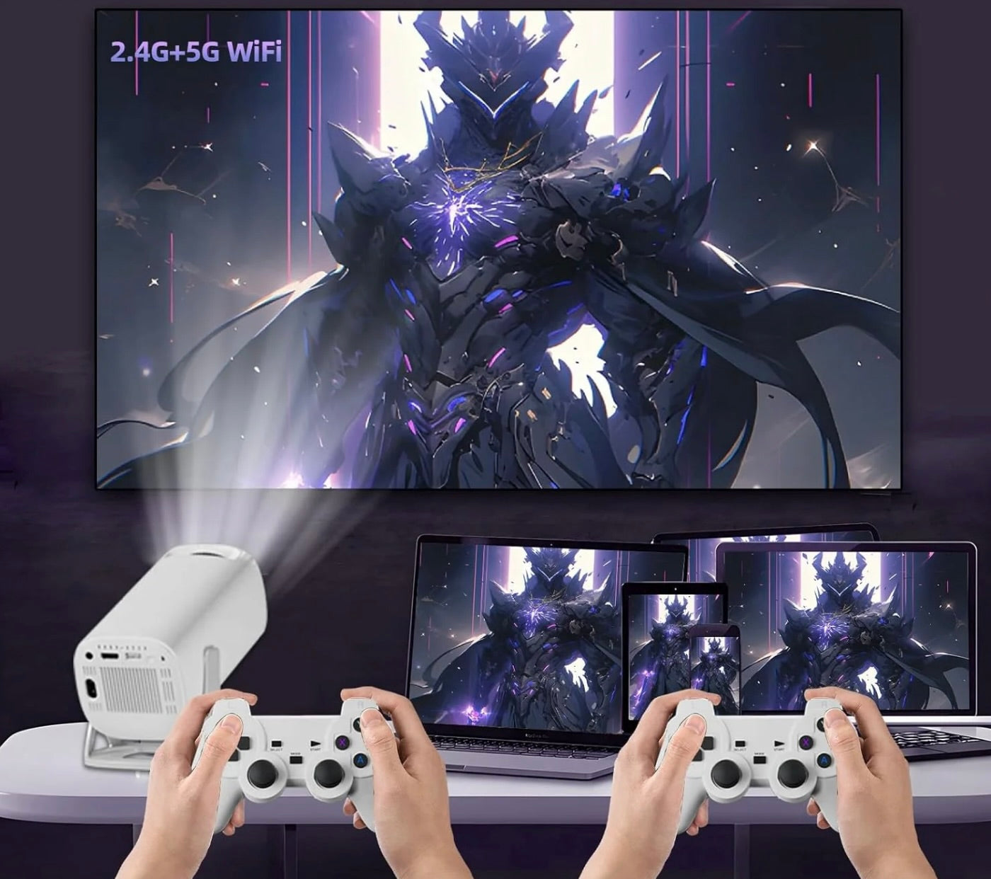 Sememini GamePro Projektor – 30 000+ retrospel & handkontroller