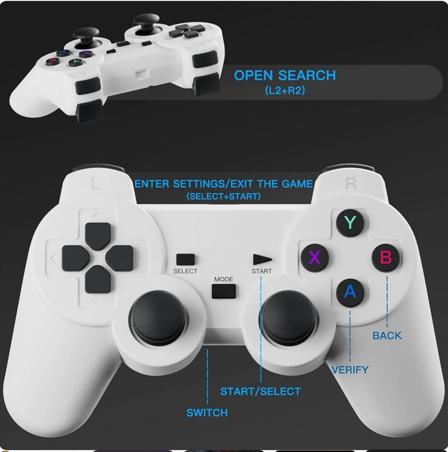 Sememini GamePro Projektor – 30 000+ retrospel & handkontroller